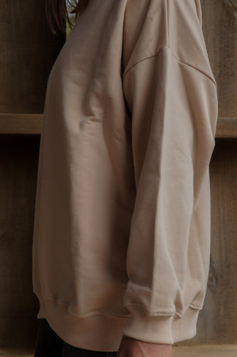 polerón mujer, oversize  crema, cream , atemporal, básica, urbana, deportiva, yoga, outfit