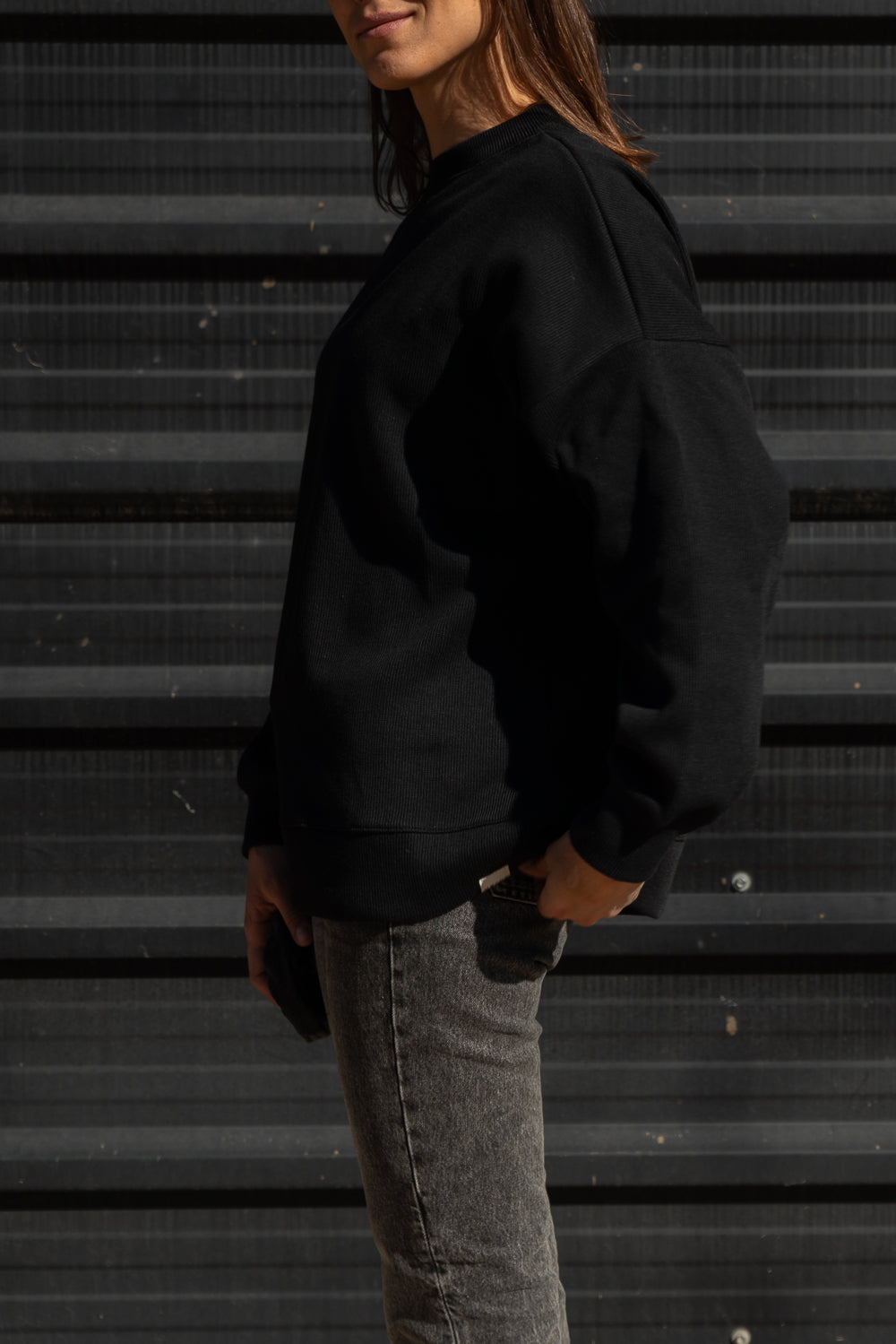 Poleron Oversize - Teja tejida Negro
